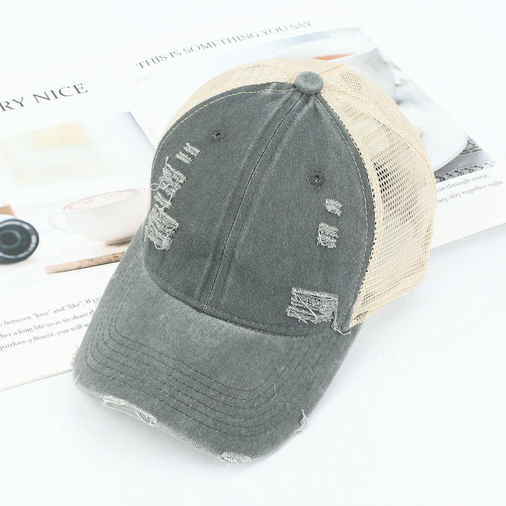 Wholesale Solid Color Distressed Mesh Caps Vintage Baseball Cap ACC-HT-RongZhao018