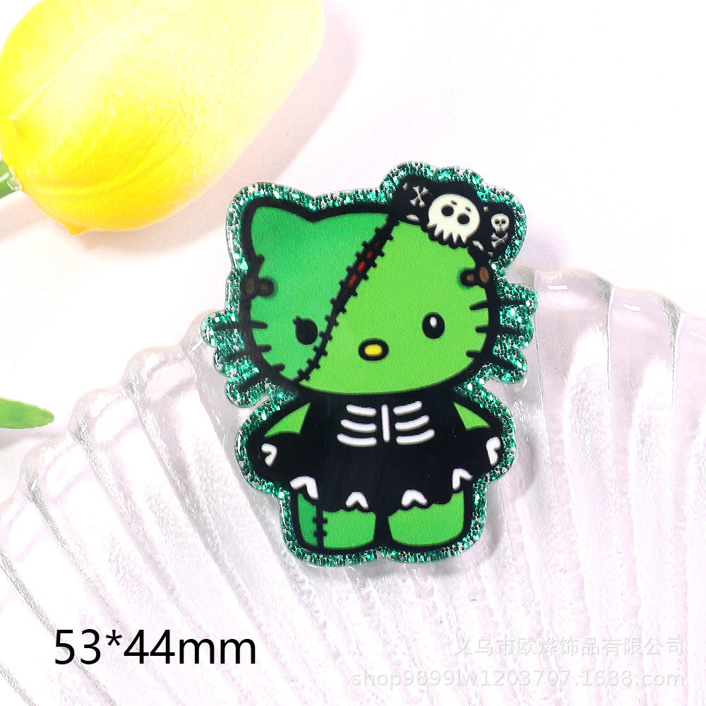 Wholesale 10pcs DIY Flatback Cartoon  Acrylic Flatback Badge Reels Retractable Keychain DIY Accessories