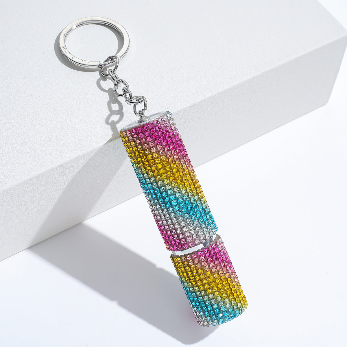 Wholesale colorful leopard print rhinestone perfume bottle portable multifunctional alloy keychain ACC-KC-ZhiYa003