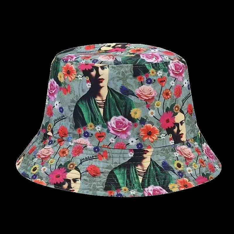 Wholesale Printed Cartoon Fisherman Hat,  Double-Sided Retro Sunshade,  Casual Outdoor Hat for Men Women