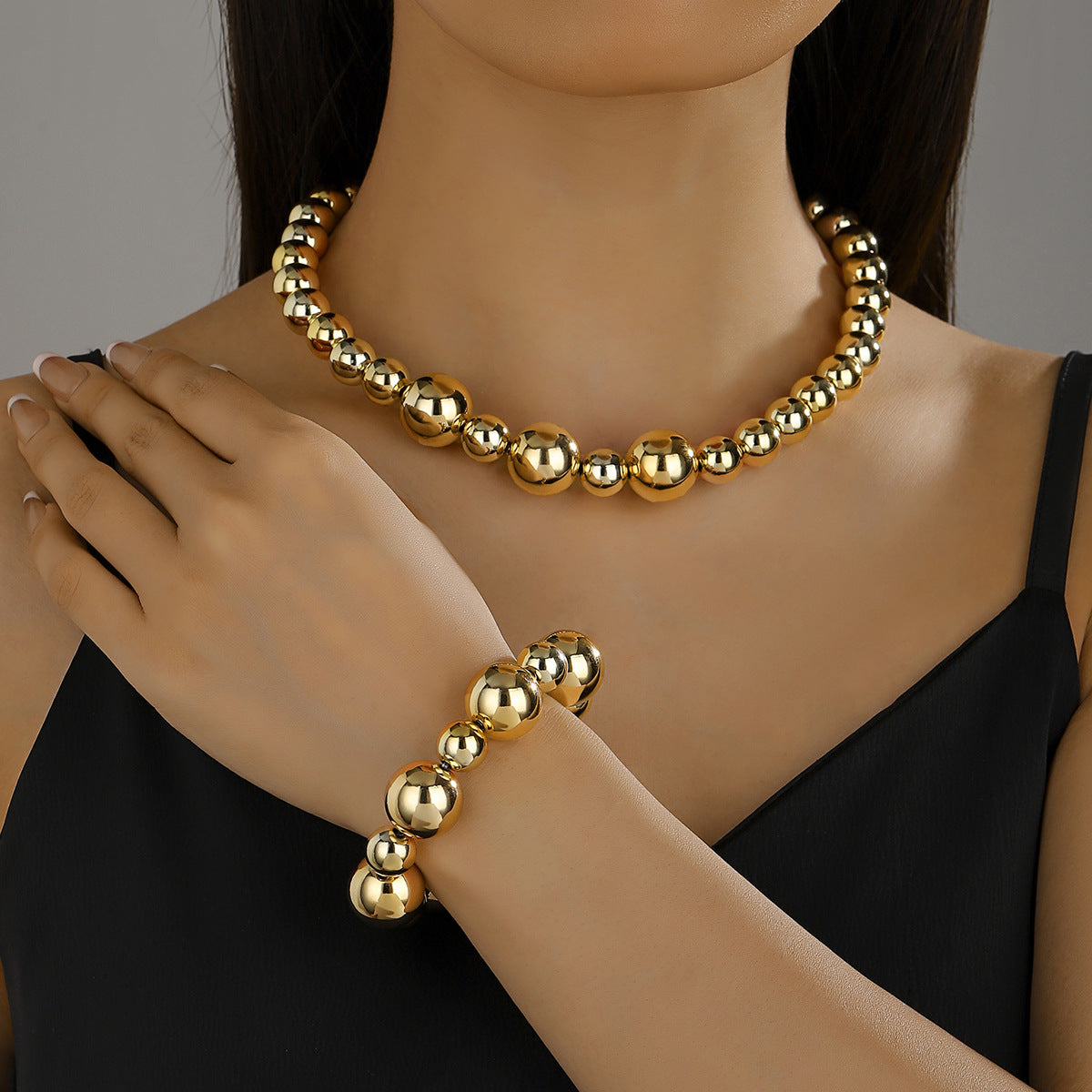 Wholesale Acrylic Geometric Bead Necklace Punk Contrasting Color Women S Collarbone Chain Fashion Jewelry Accessory