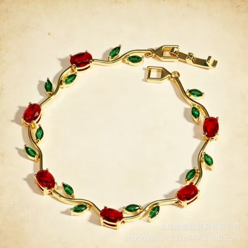 Wholesale Alloy Colorful Zircon Branches Bracelet,  Fashionable European Style Jewelry for Boutique Resale