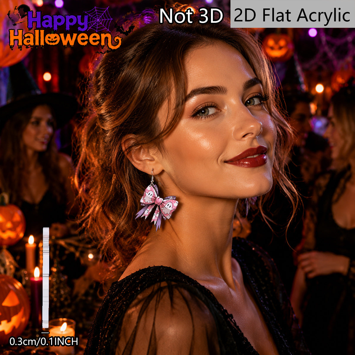 Wholesale  Acrylic Earrings For Women Evil Skeleton Pumpkin Print Party Fashion Jewelry Accessory