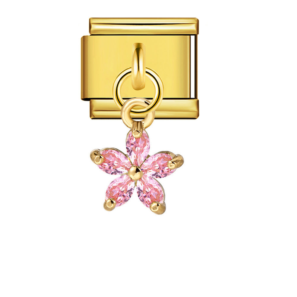 Wholesale Italian Charm Bracelet 9mm DIY Flower pendant Creative Stainless Steel Composable Bracelet