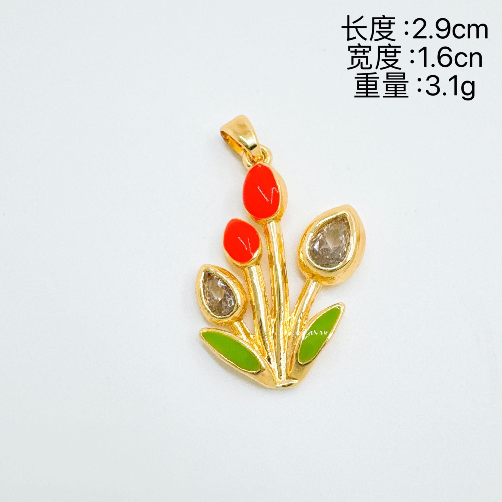Wholesale Tulip Enamel Pendant Necklace for Women - Copper Electroplating Boutique Resale Jewelry