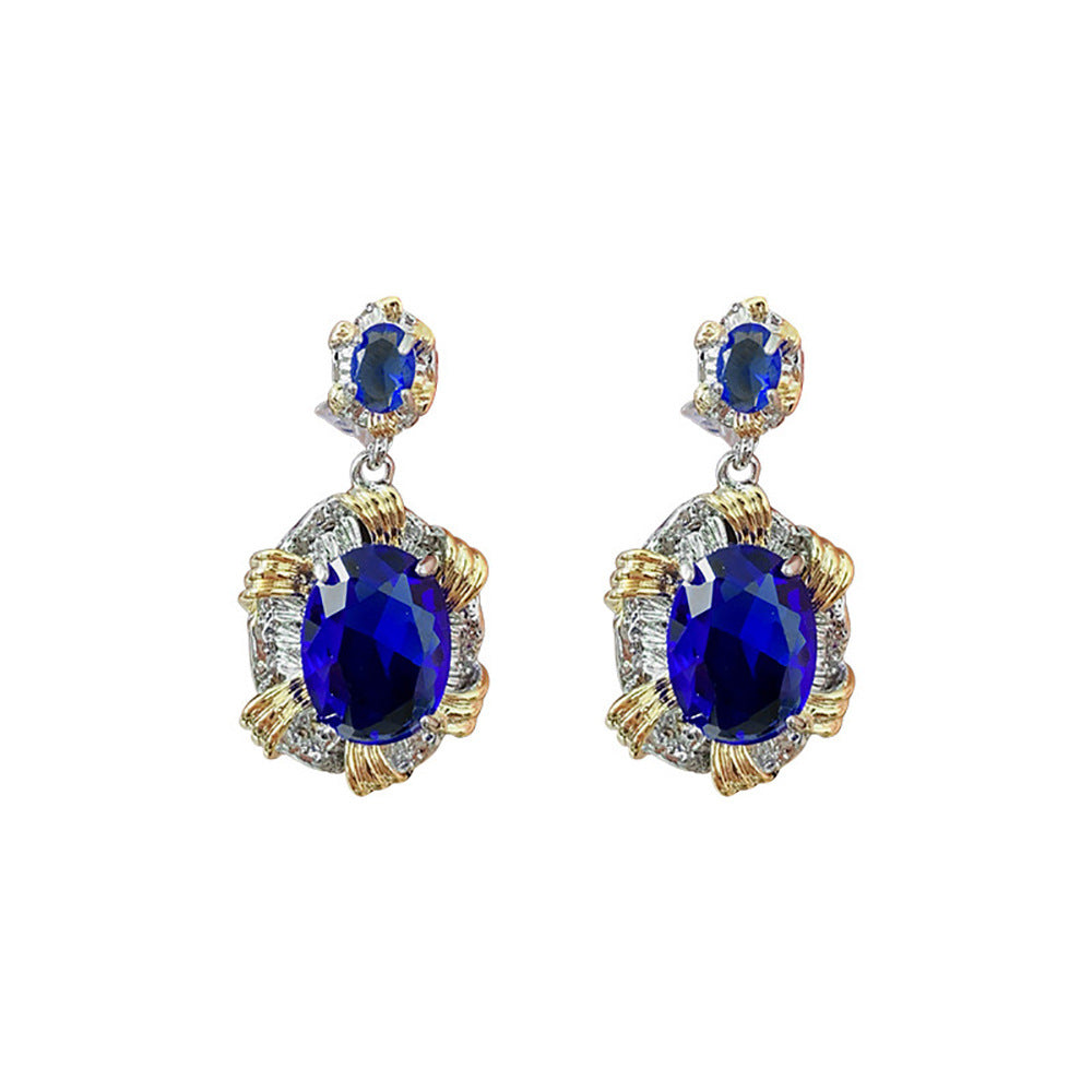Wholesale  Blue Geometric Zircon Earrings