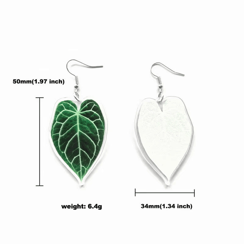 Wholesale Exaggerated Acrylic Love Green Powder Leaf Turtle Leaf  Earrings