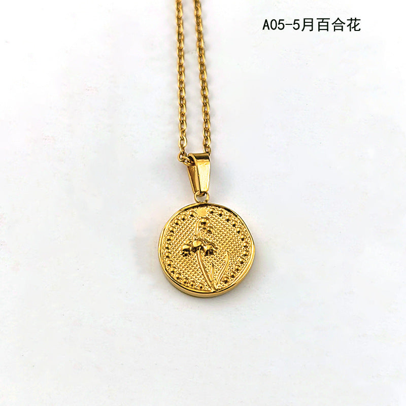 Wholesale Vintage 18K Stainless Steel December Flowers Pendant Necklaces ACC-NE-GuDi007