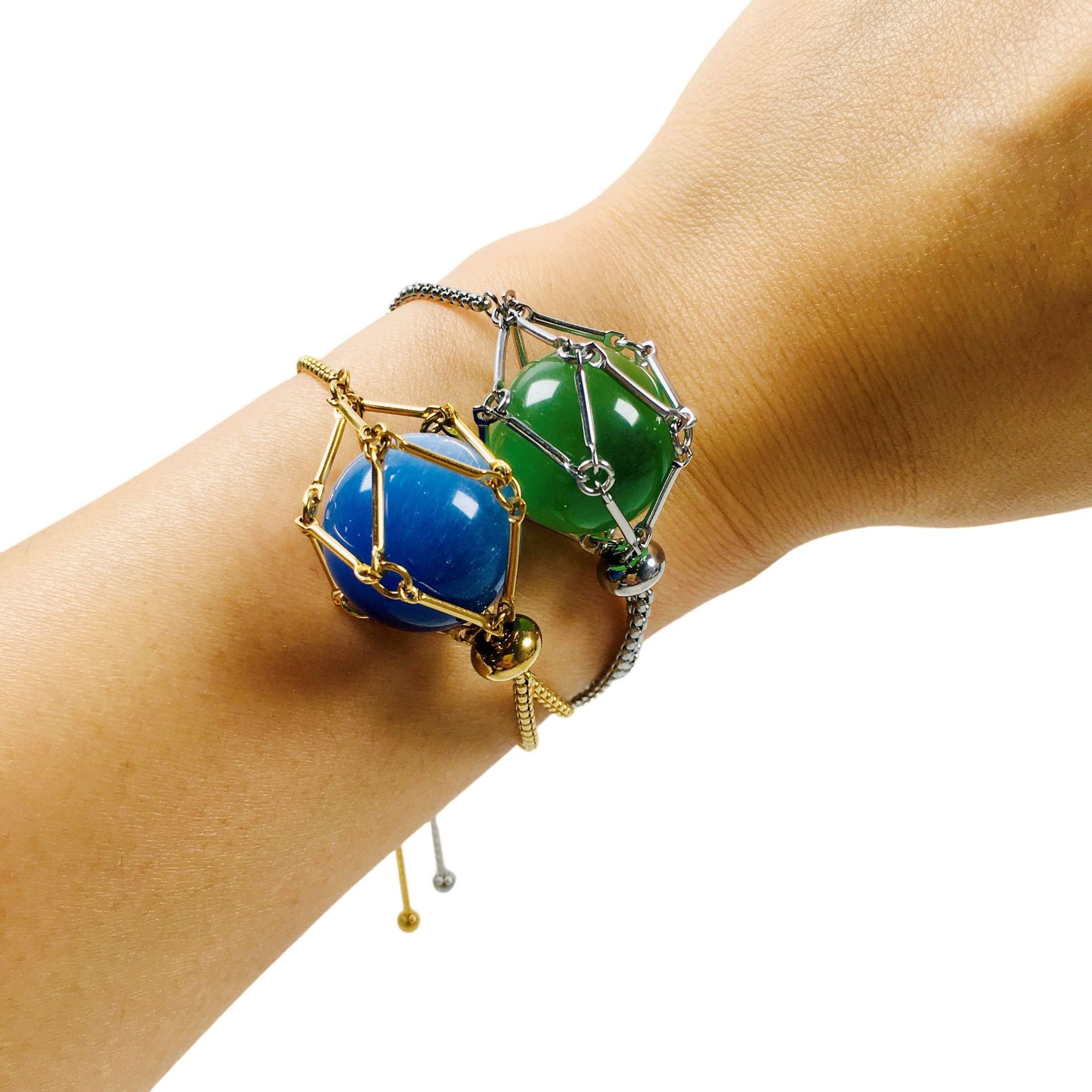 Wholesale Adjustable Replacement Crystal Metal Bamboo Hand Woven Mesh Bracelet ACC-BT-RongGuan002