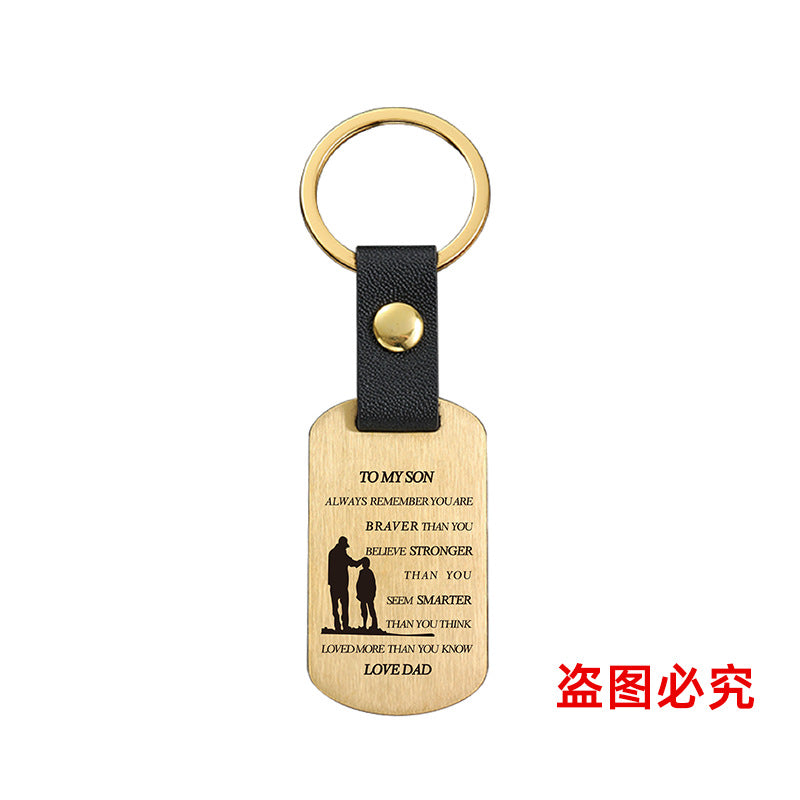 Wholesale Family Gift for Son Metal Leather Keychains ACC-KC-GangGu031