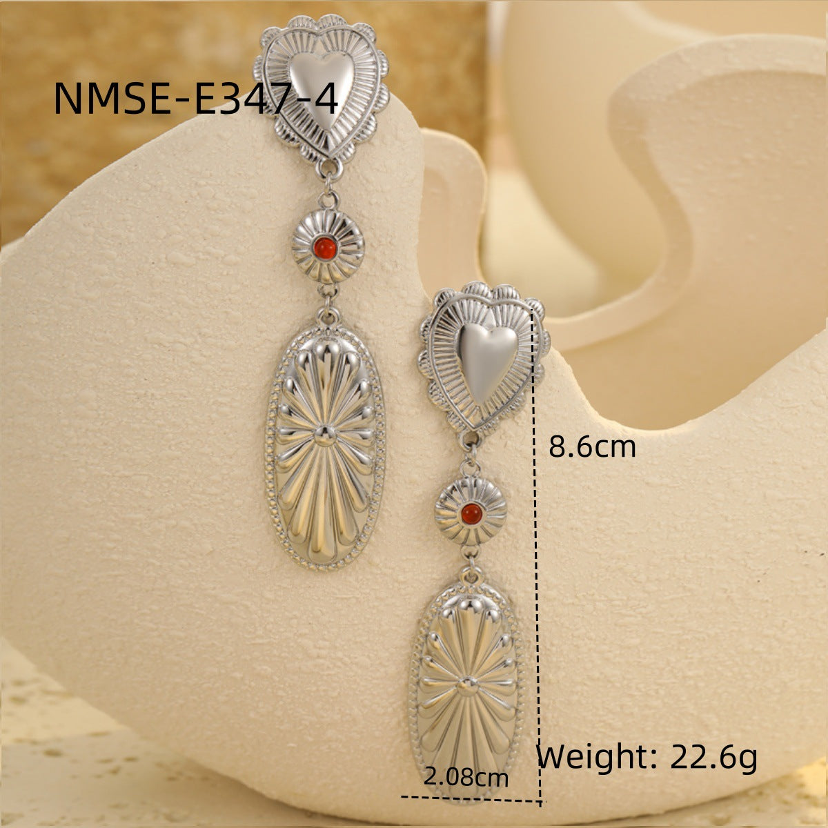 Wholesale Stainless Steel Tassel Heart Design Earrings