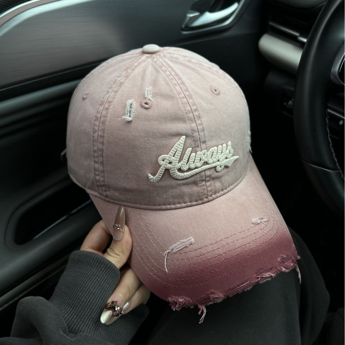 Wholesale Breaked burgundy baseball cap