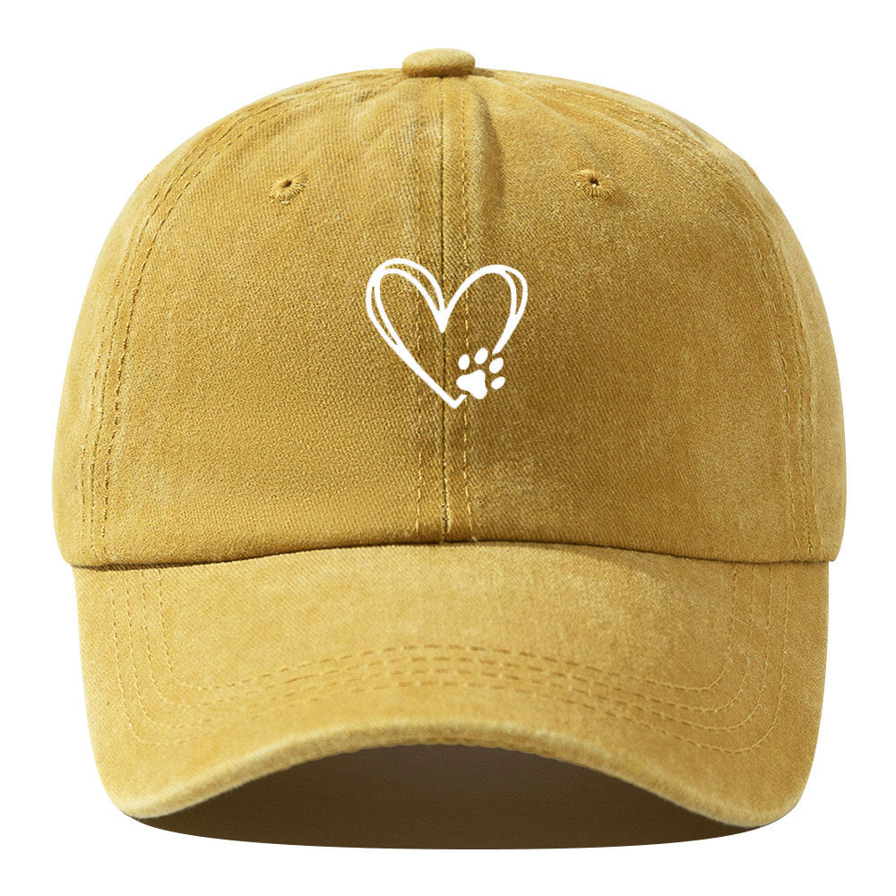 Wholesale Love Dog Paw Print Solid Color Washed Baseball Cap Hat ACC-HT-BenDe002