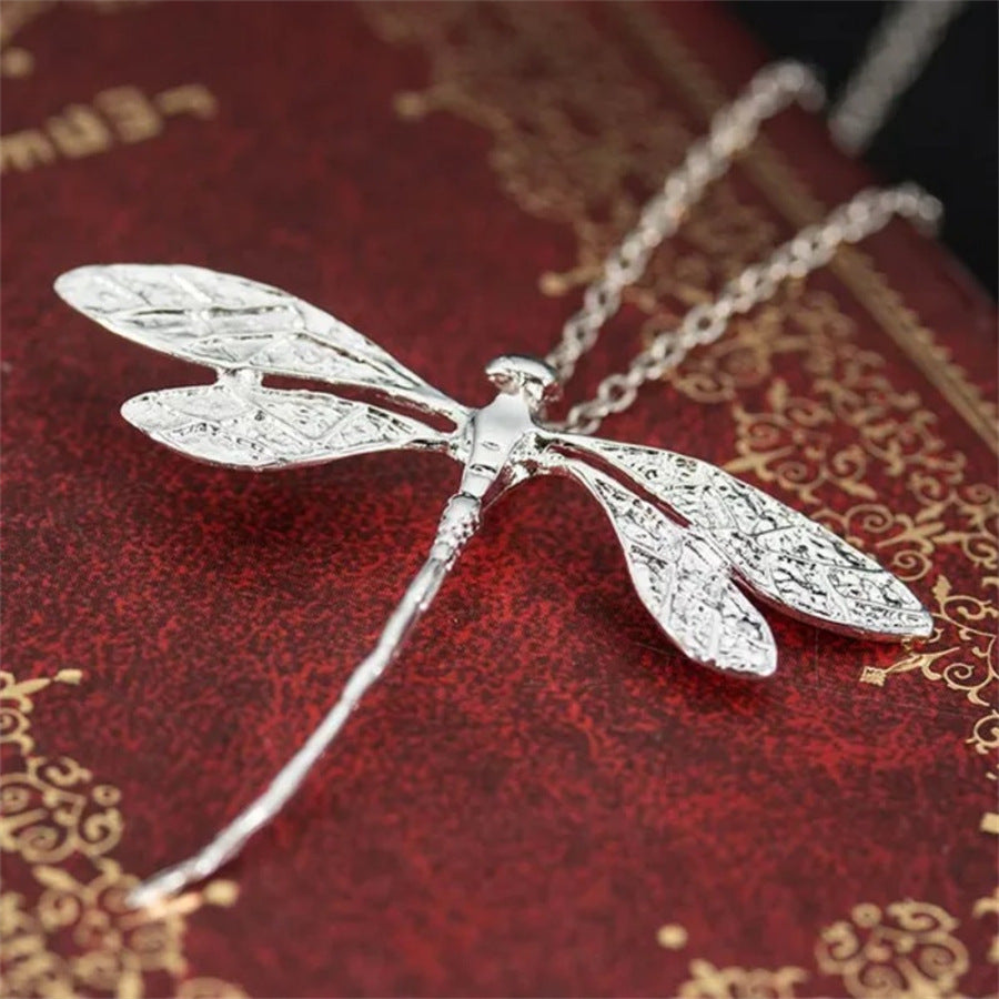 Wholesale Dragonfly Silver Plated Insect Pendant Necklace