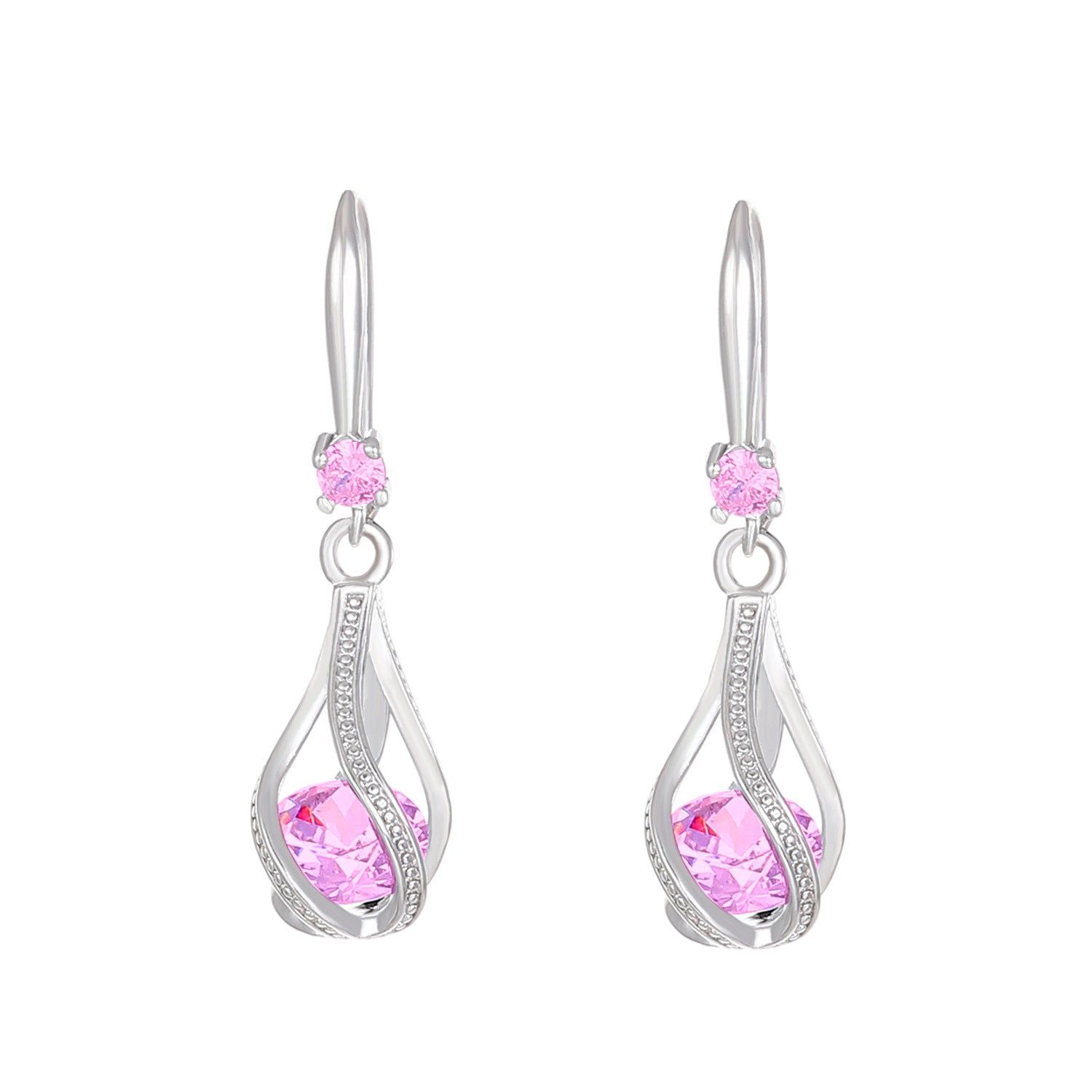 Wholesale Alloy Inlaid Zircon Drop Earrings Water Drop Hollow Rotating Design Fashion Jewelry Accessory For Bridal Party