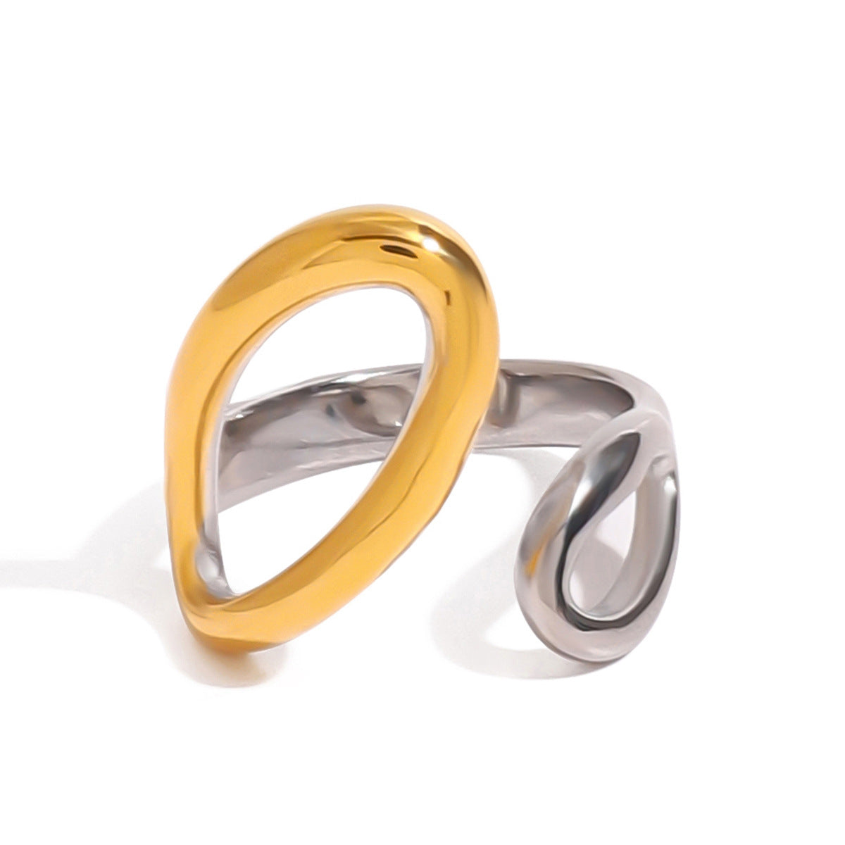 Wholesale  exaggerated ring 18k gold stainless steel gold and silver color matching  adjustable opening ring