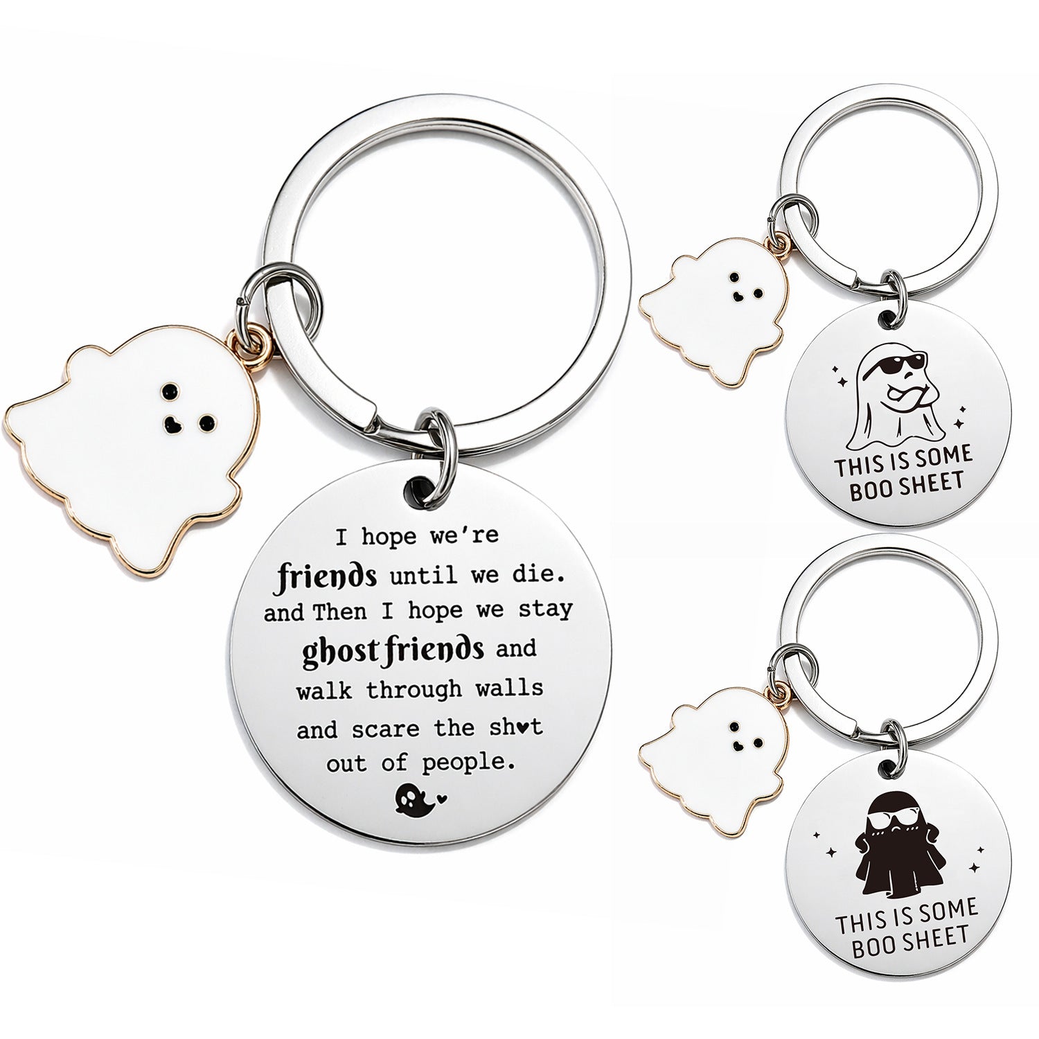 Wholesale Cute Stainless Steel Ghost Pumpkin Keychain  Party Gift Fashion Accessory For Resale