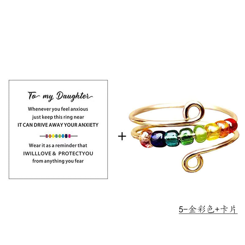 Wholesale Rotating Color Opening Rotating Rainbow Beads Manual Winding Anxiety Ring