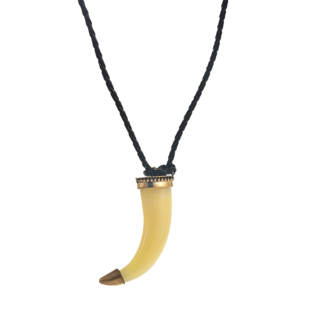 Wholesale  trend personality exaggerated resin horn pendant braided rope long necklace