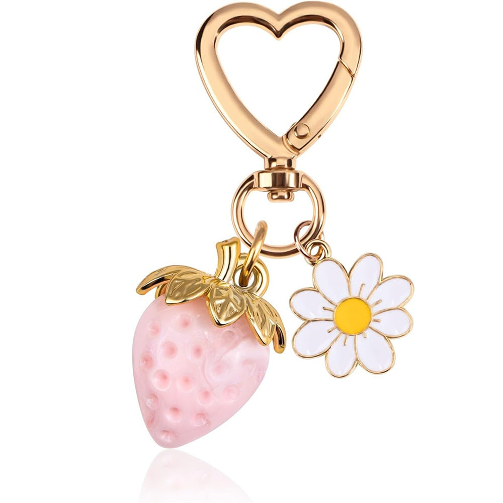 Wholesale Strawberry heart-shaped bag keychain