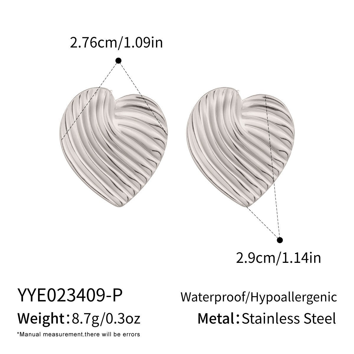 Wholesale Stylish Heart-Shaped Earrings Set PVD Stainless Steel 18K Gold Tone Fashion Accessory for Gift