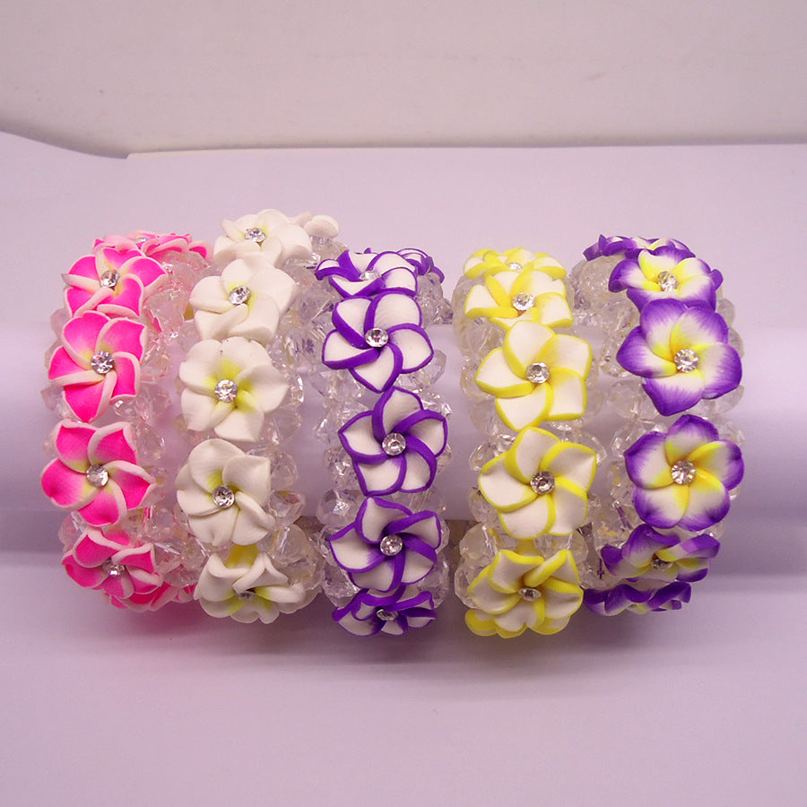 Wholesale  flower bracelet  wooden beads acrylic beaded bracelet