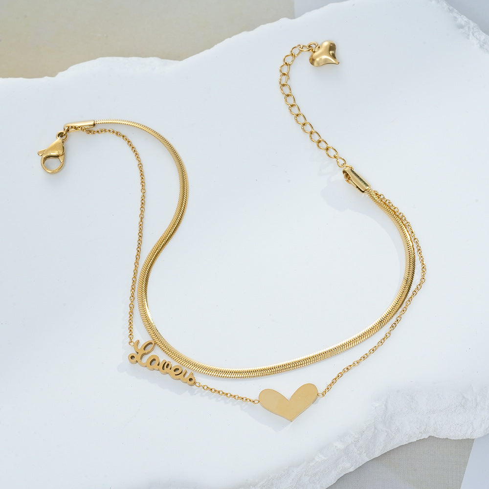 Wholesale Love Design Gold Plated Titanium Steel Bracelet Fashion Jewelry Gift