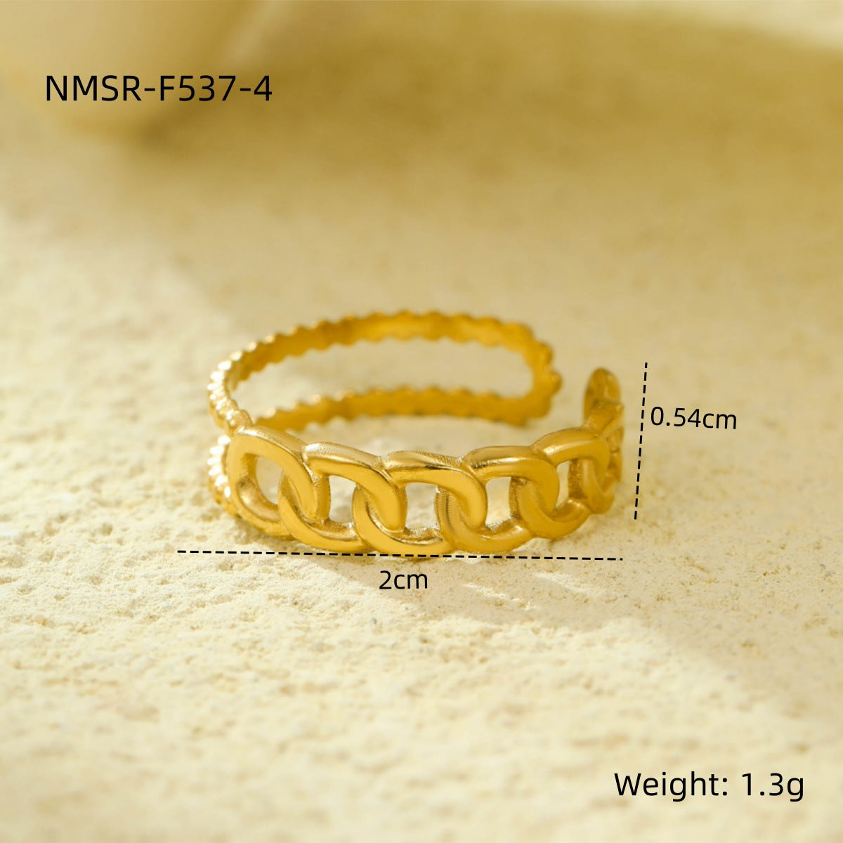 Wholesale stainless steel open ring 18K gold non-fading multi-layer geometric hollow  ring