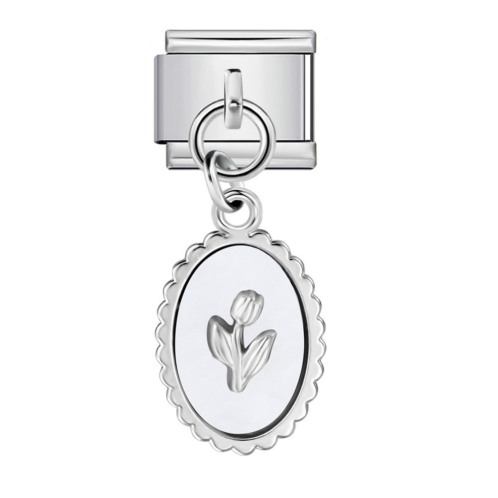 Wholesale  Italian Charm Bracelet 9mm DIY blue-black pendant Creative Stainless Steel Composable Bracelet