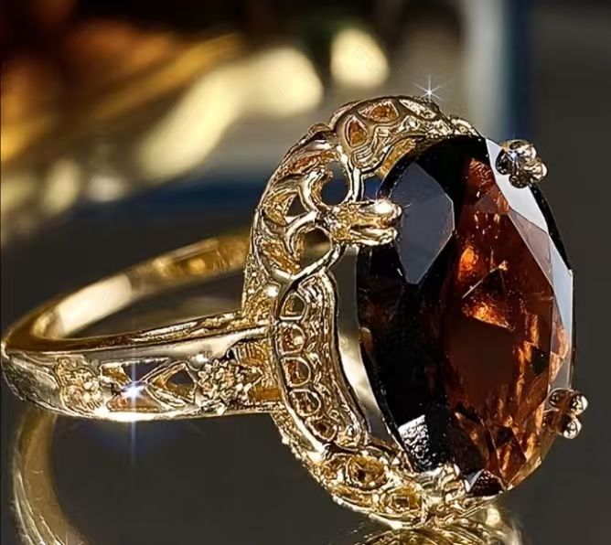 Wholesale Trendy Oval Zircon Ring Vintage Fashion Accessory for Women Resale Gift