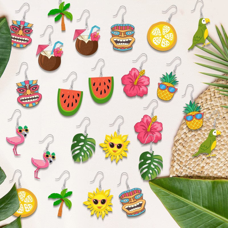 Wholesale Summer Tropical Fruit Acrylic Earrings — Refreshing Style for Hawaiian Luau &  Hula Parties