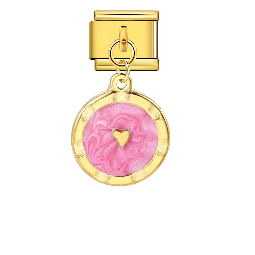 Wholesale 5pcs Italian Charm Bracelet 9mm DIY Splicing Gold and Silver Round Pendant Stainless Steel Composable Bracelet