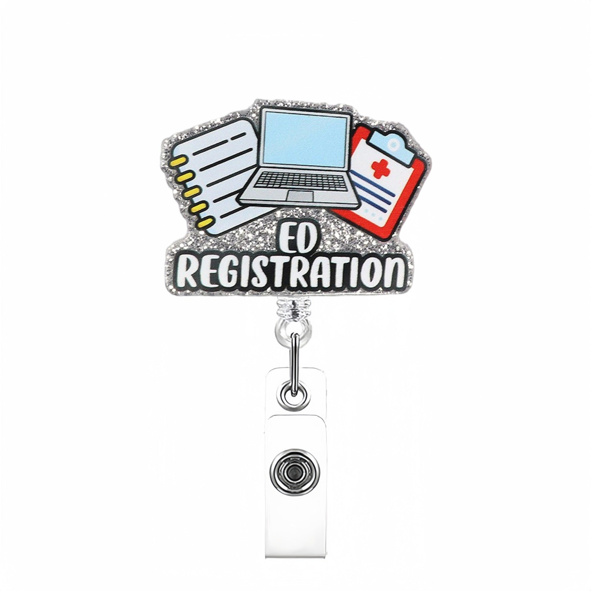 Wholesale Creative pattern acrylic Retractable Rotating Badge Keychain