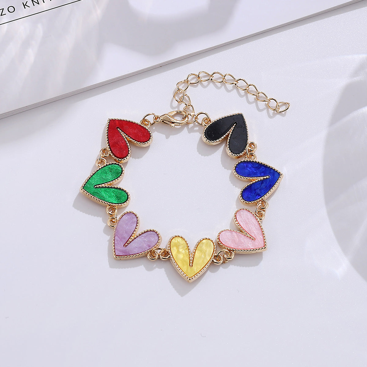 Wholesale Creative alloy colorful heart bracelet