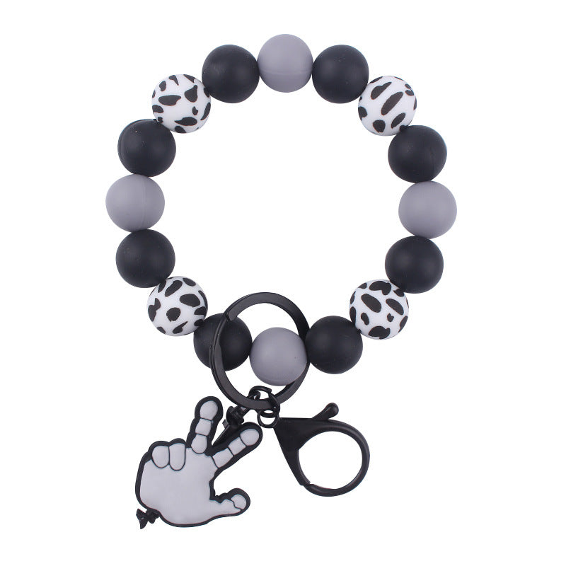 Wholesale Cartoon Palm Silicone Beaded Wristlet Keychain ACC-KC-GuangTian087