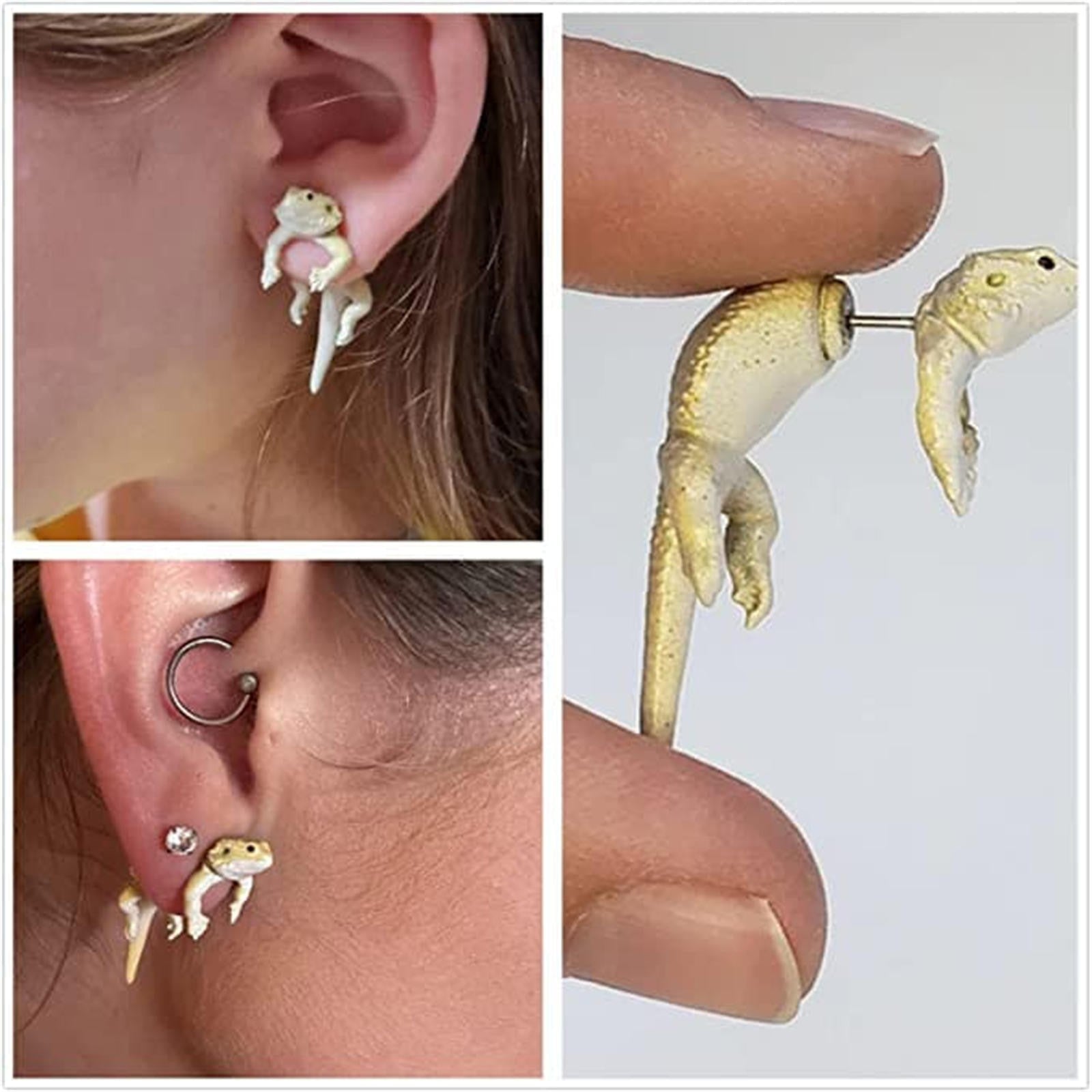 Wholesale Creative 3D Lizard Earrings