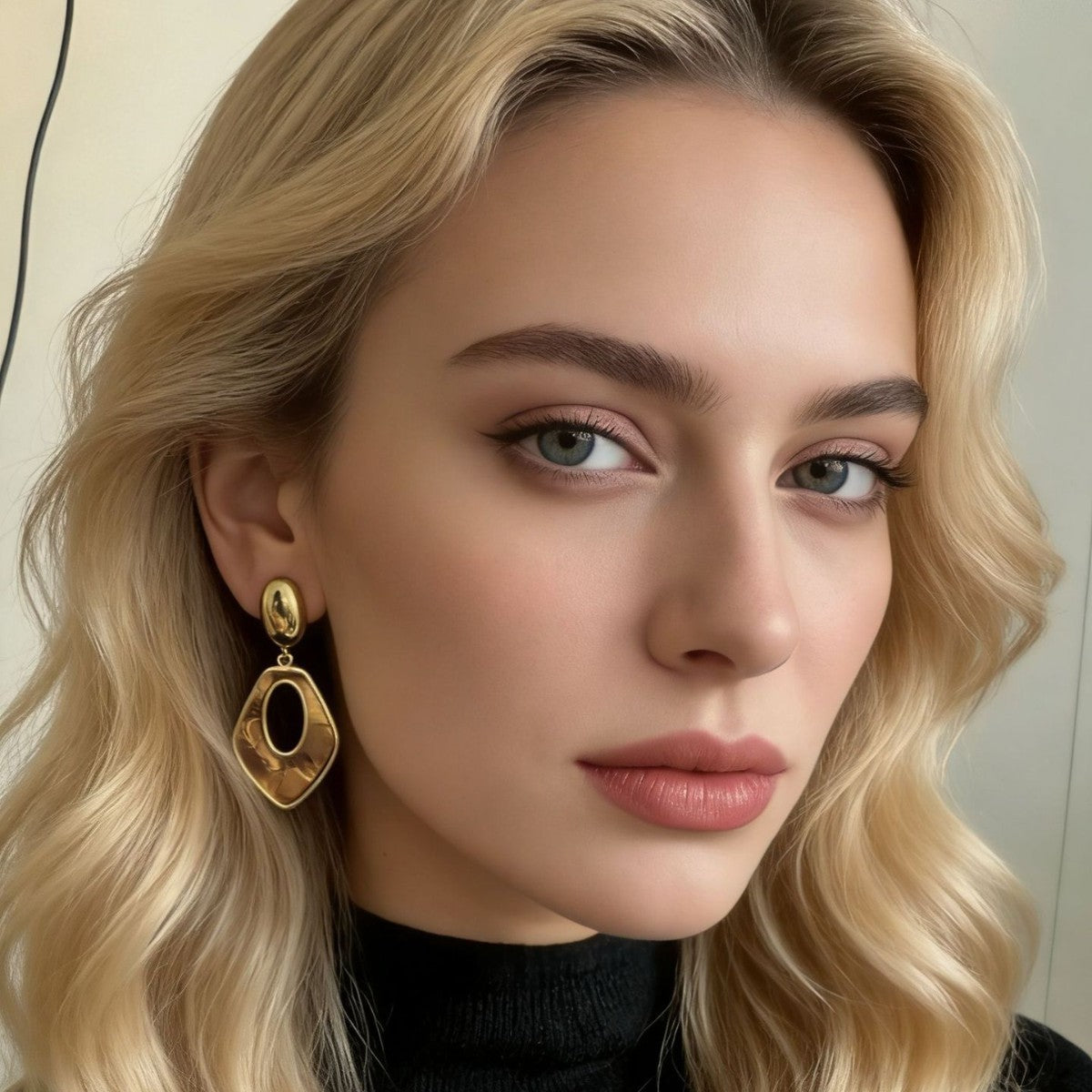 Wholesale Light Luxury Stainless Steel Geometric Polygon Openwork Earrings