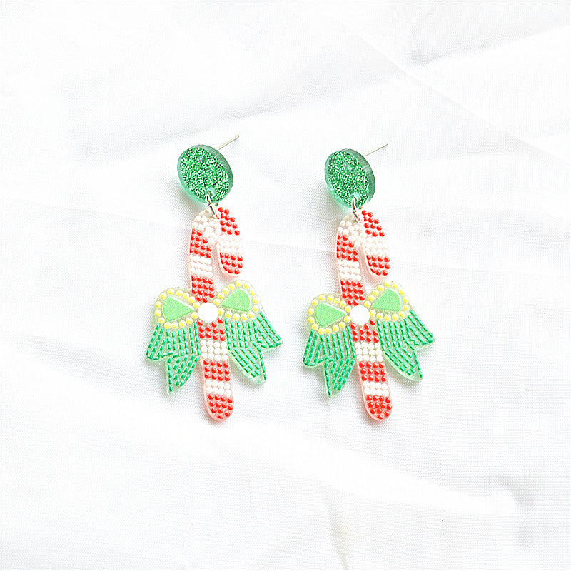 Wholesale Christmas Polka Dot Christmas Tree Boots Earrings ACC-ES-XN034