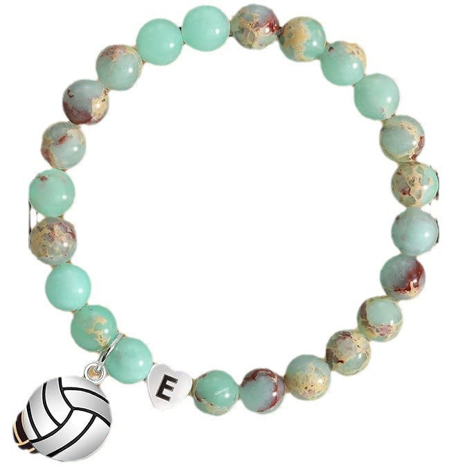 Wholesale  8mm  Elastic Handstring Volleyball Pendant Bracelet