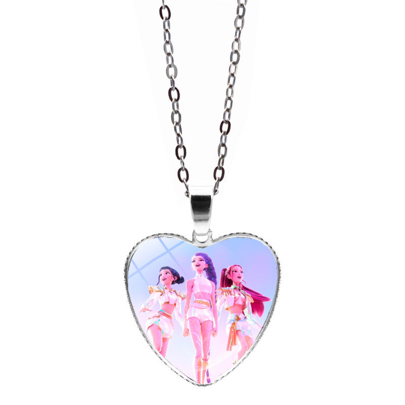 Wholesale K-POP Anime Heart Necklace Sweater Chain