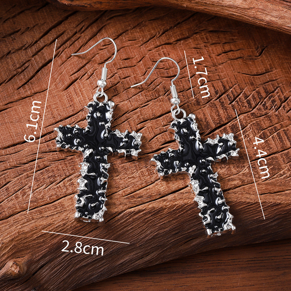 Wholesale  lava-shaped black cross earrings