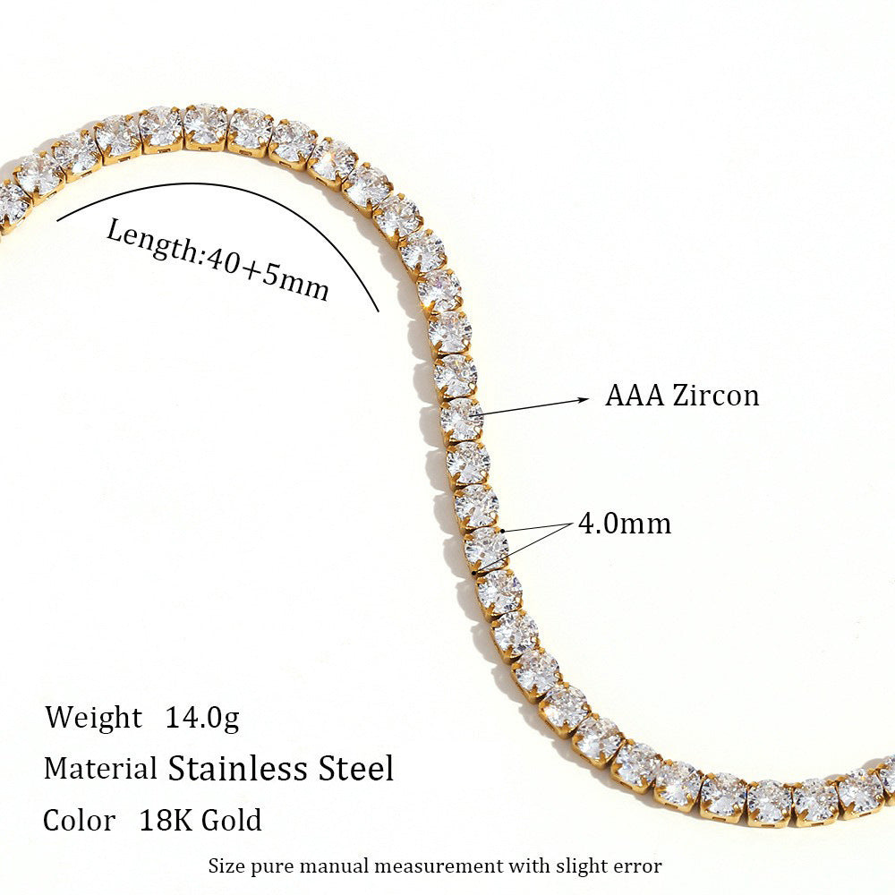 Wholesale Trendy European American Fashion Stainless Steel Zircon Necklace,  Jewelry Accessory for Women