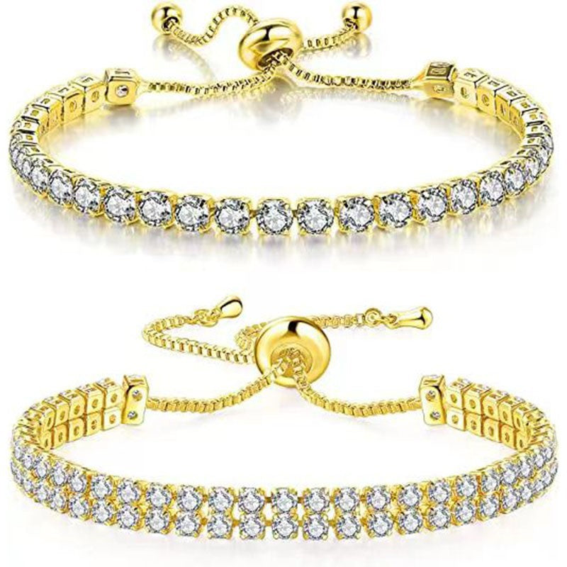 Wholesale White Zircon Tennis Pulling Bracelet Set