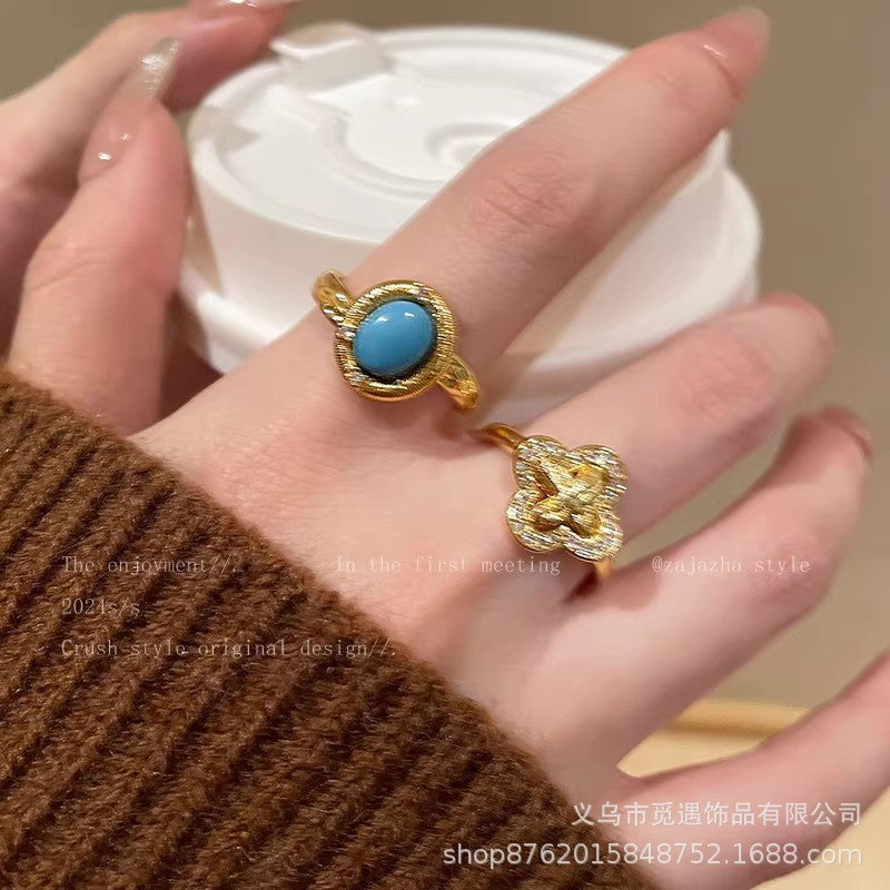 Wholesale Bohemian Ethnic Ring,  Retro Imitation Turquoise,  Alloy,  Women' s Jewelry Accessory for Everyday Wear or Gift