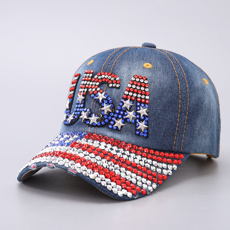 Wholesale  Flag Baseball Cap Five-pointed Star Point Drill USA Independence Day Cap