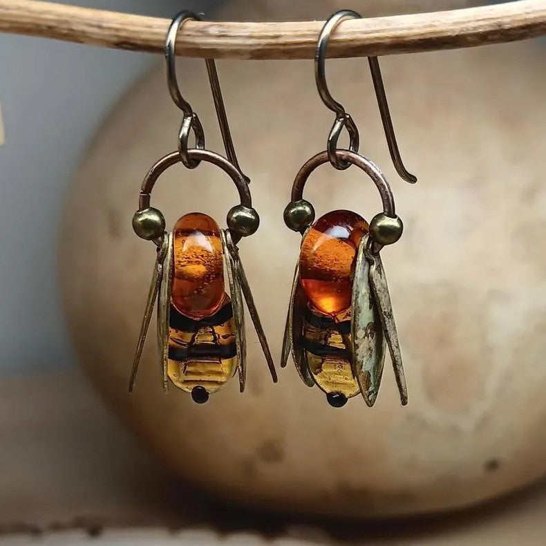 Wholesale Retro Bee Drop Earrings Alloy Animal Jewelry Party Gift Fashion Accessory