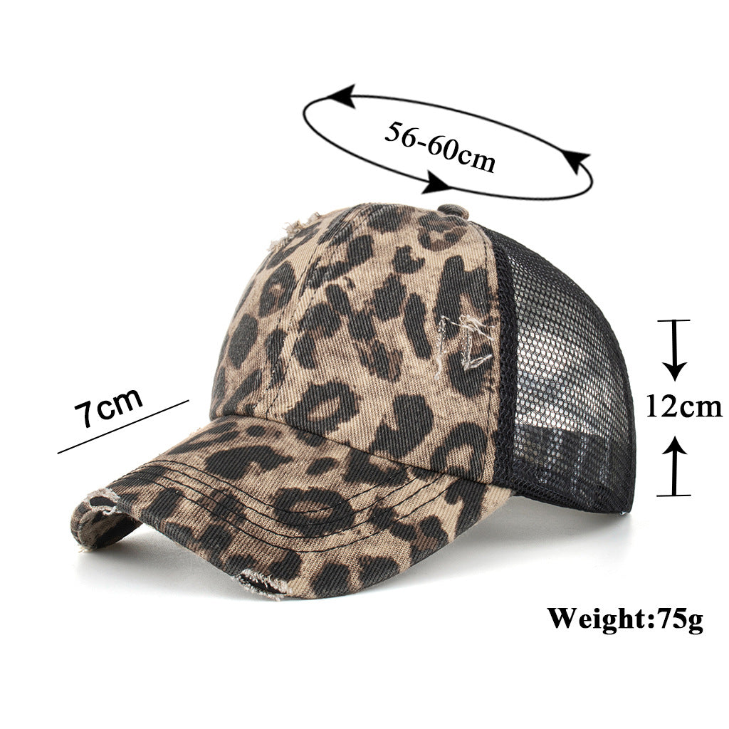 Wholesale Cotton Leopard Print Ponytail Baseball Cap For Women Casual Summer