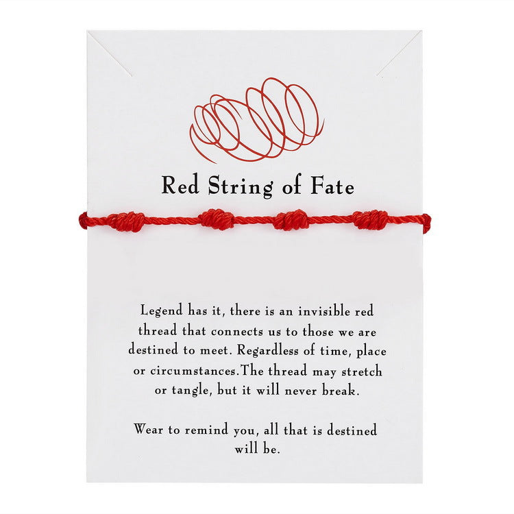 Wholesale  2 pack black red 7 knot red rope lucky friendship woven adjustable couple bracelet