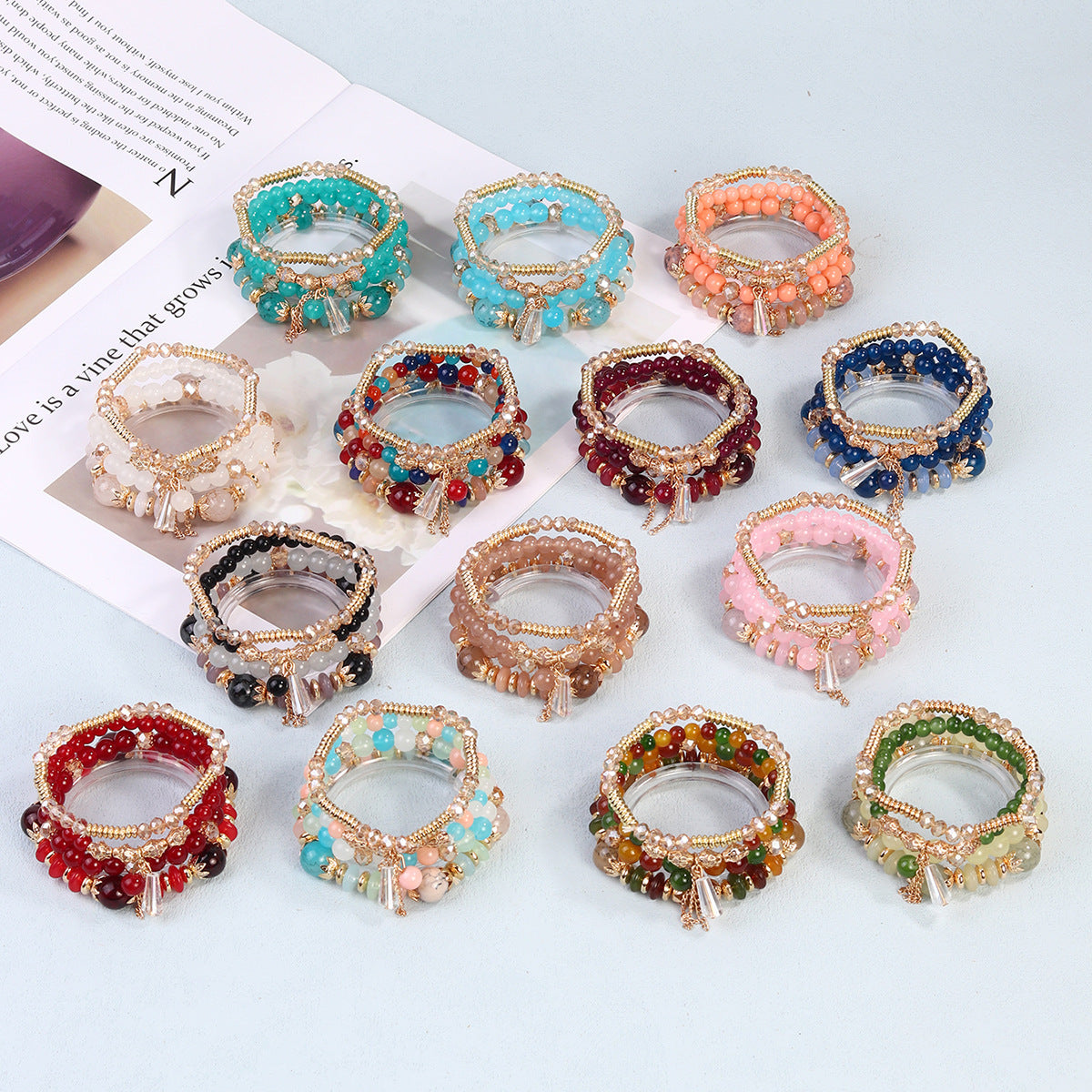 Wholesale Bohemian Crystal Pendant Glass Bracelet ACC-BT-Lijie005