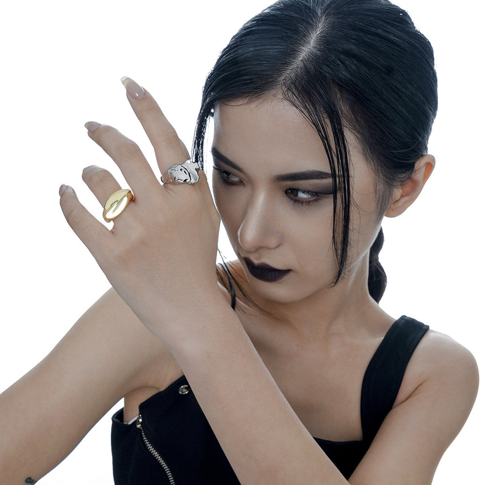 Wholesale Sterling Silver S925 Polished Geometric Oval Rings ACC-RS-YWE010